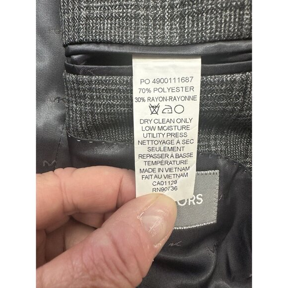 Michael Kors Jacket Blazer Sport Coat 42L Dual Vent Gray Plaid 2 Button Classic - Picture 4 of 11